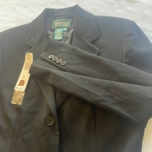 Lauren Ralph Lauren NWT Highland Black 3Button Wool Blend Blazer MSRP 260.00Sz10